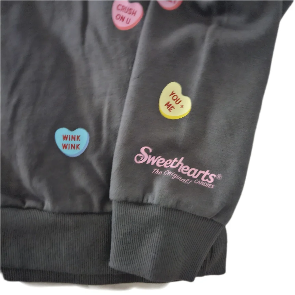 Gray Sweatshirt with Colorful Heart Patches - Picture 2 of 6